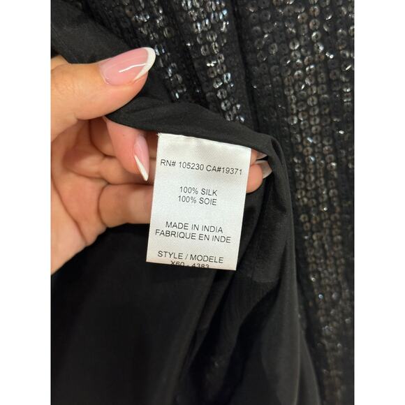 Joie Diandra Silk Sequined Single Breasted  Blazer Jacket Caviar Women's Size M - Picture 5 of 6